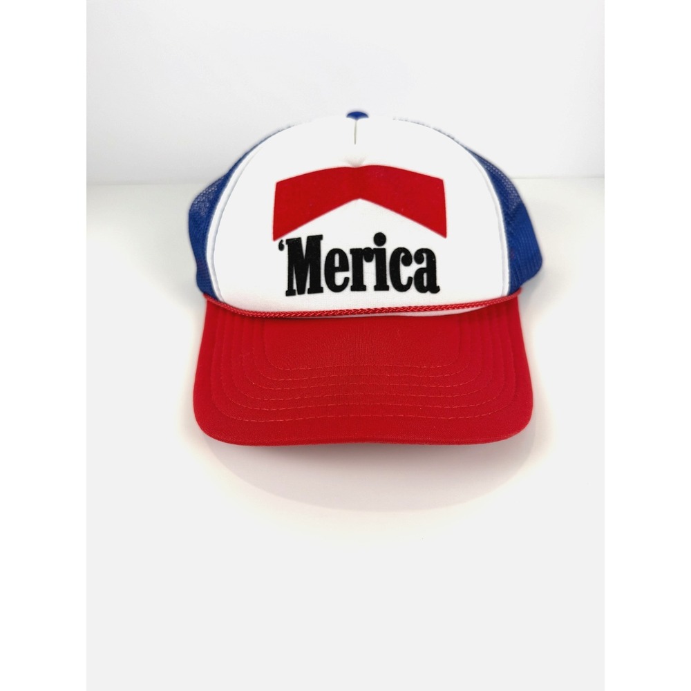 Otto Merica Trucker Hat Red White Blue Mesh Snapback Patriotic USA Cap 32-467
